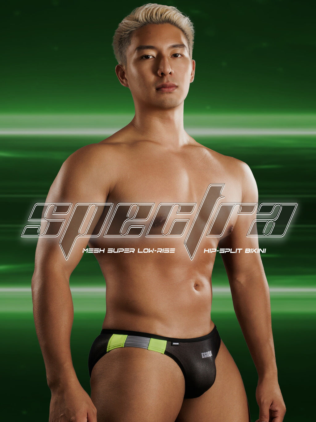 【4194】SPECTRA mesh super low-rise hip-split bikini