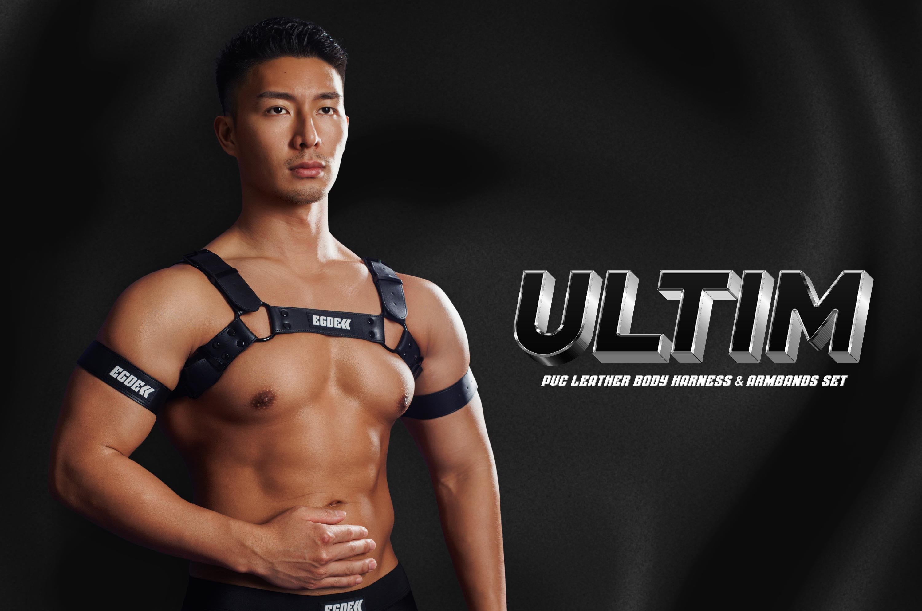 【3510】ULTIM PVC Leather Body Harness & Armband Set