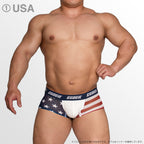 [4026] STARS AND STRIPES Mesh Super Low-Rise Short Boxer Briefs
