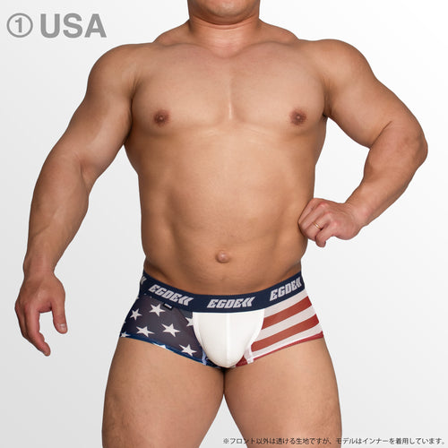 [4026] STARS AND STRIPES Mesh Super Low-Rise Short Boxer Briefs