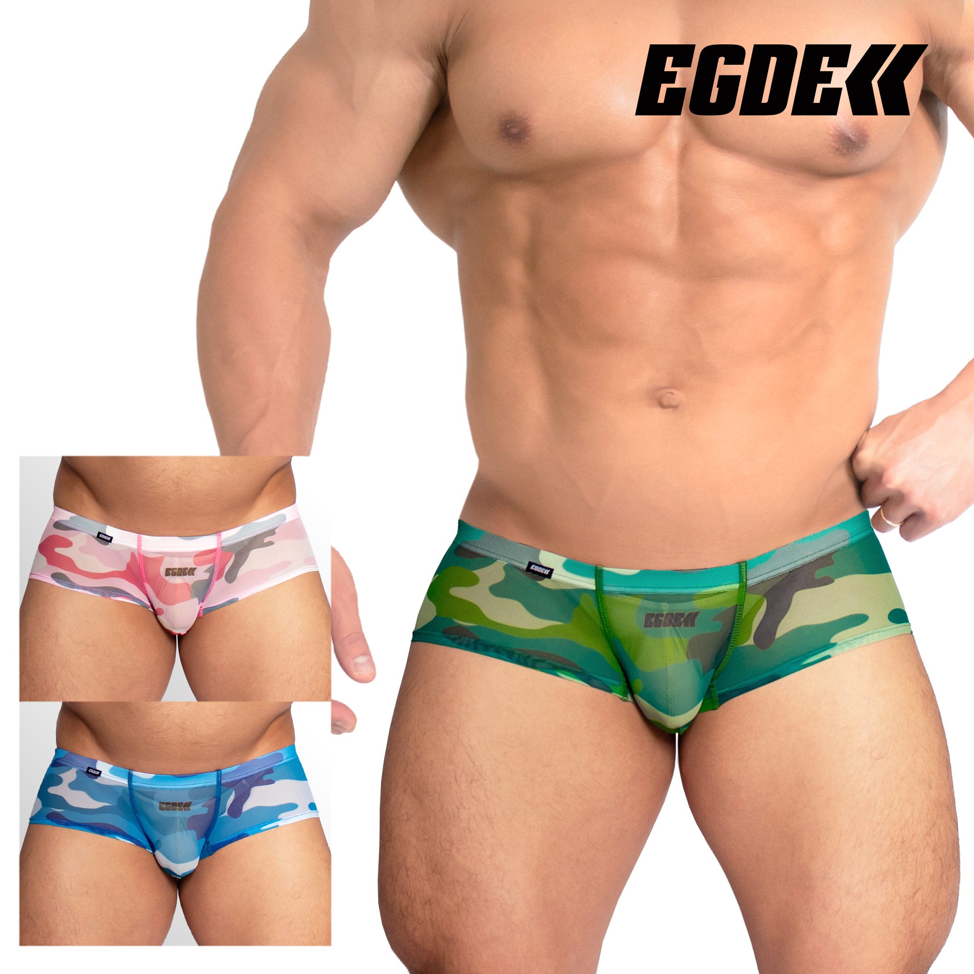 [4057] ZEPHYR CAMO MESH super low-rise short boxer briefs